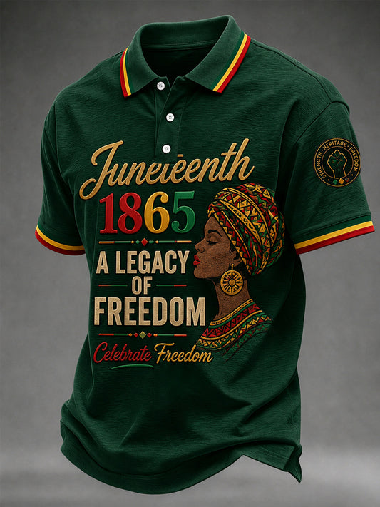 Men's Juneteenth A Legacy Of Freedom Print Casual Polo