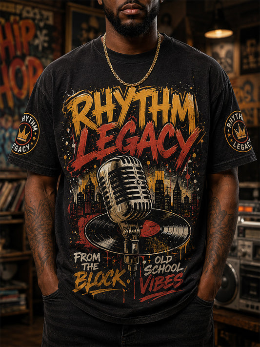Men's Retro 90s Old School Hip-Hop Print Casual Tee