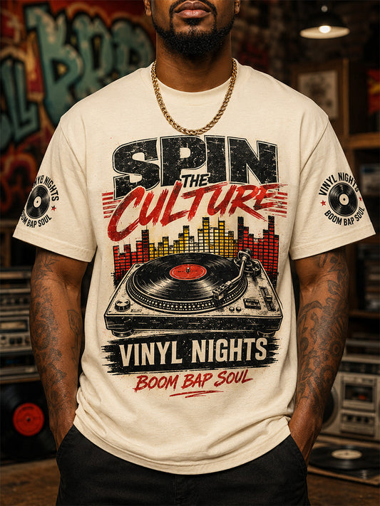 Men's Retro 90s Old School Hip-Hop Print Casual Tee