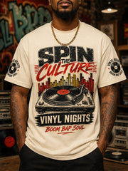Men's Retro 90s Old School Hip-Hop Print Casual Tee