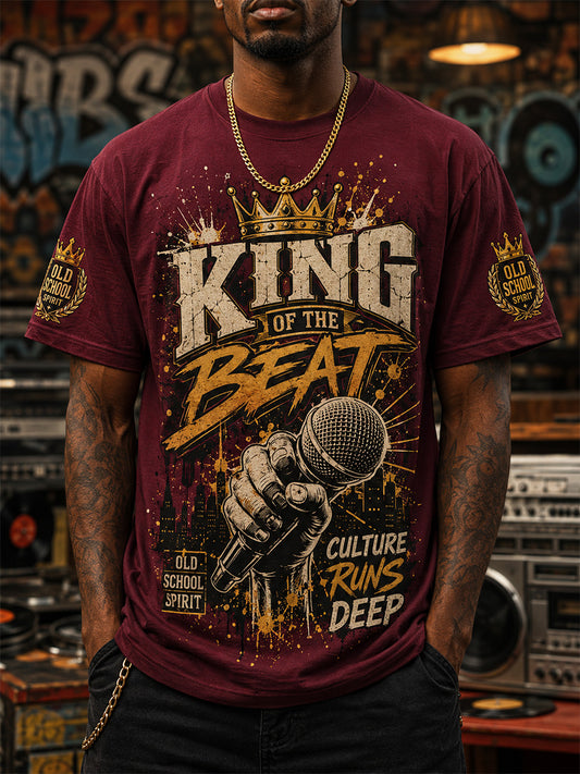 Men's Retro 90s Old School Hip-Hop Print Casual Tee