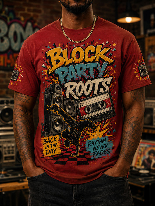 Men's Retro 90s Old School Hip-Hop Print Casual Tee
