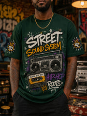Men's Retro 90s Old School Hip-Hop Print Casual Tee