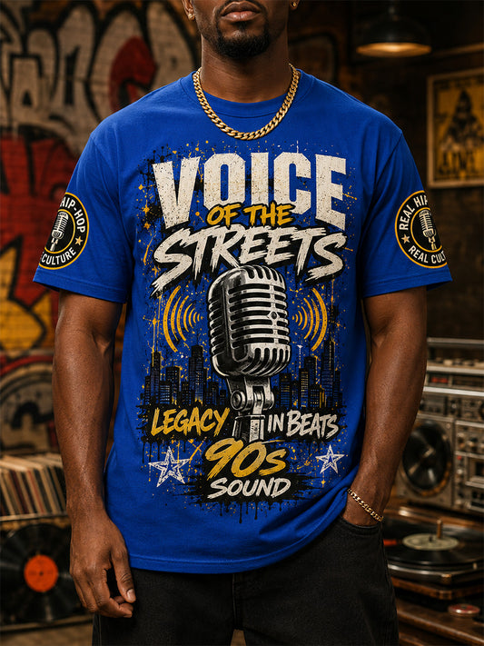 Men's Retro 90s Old School Hip-Hop Print Casual Tee