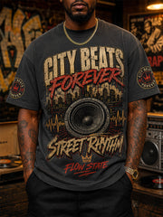 Men's Retro 90s Old School Hip-Hop Print Casual Tee