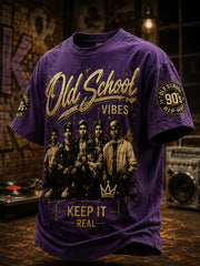 Men's Retro 90s Old School Hip-Hop Print Casual Tee
