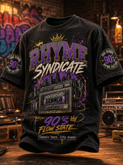 Men's Retro 90s Old School Hip-Hop Print Casual Tee