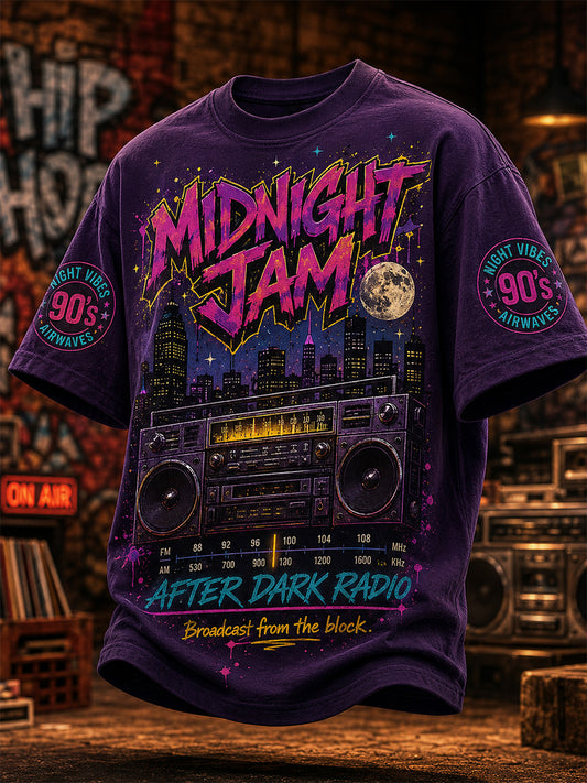 Men's Retro 90s Old School Hip-Hop Print Casual Tee