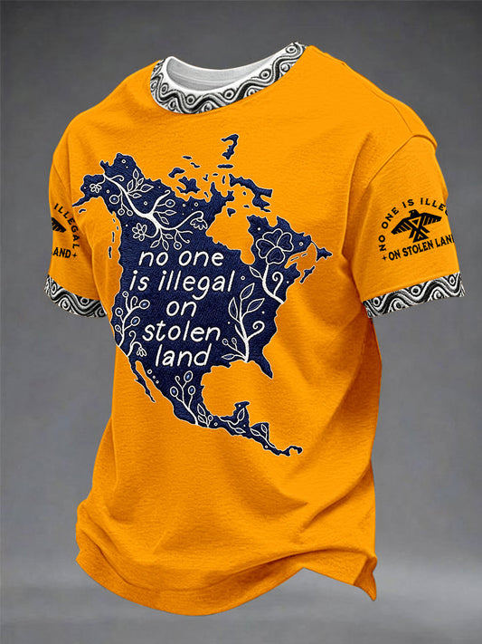 "No One Is Illegal on Stolen Land" — International Indigenous Peoples' Day Casual Unisex T-Shirt