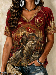 Women's Turkish Football V-Neck T-Shirts