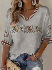 Women's Skeleton Bicycle Waffle T-shirt
