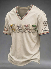 Men's Skeleton Bicycle V-neck T-shirt