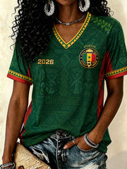 Women's 2026 Senegal Football V-Neck T-Shirts