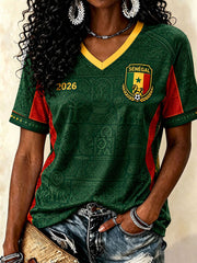 Women's 2026 Senegal Football V-Neck T-Shirts