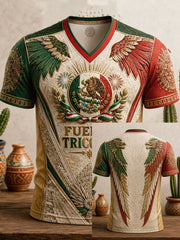 Men's Mexico Pride Art Printed V-neck T-shirt