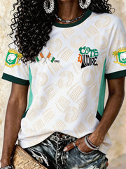 Women's Ivory Coast Football Lover Art Printed T-shirt