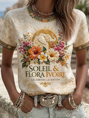 Women's Ivory Coast Elephant Football Lover Art Printed T-shirt