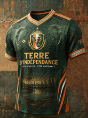 Men's Ivory Coast Elephant Football Lover Art Printed T-shirt