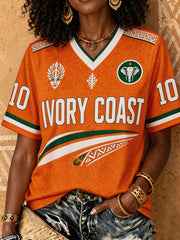 Women's Ivory Coast Elephant Football Lover Art Printed T-shirt