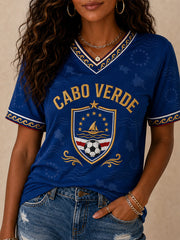 Women's Gift For Football Fans Print Casual V-Neck Tee