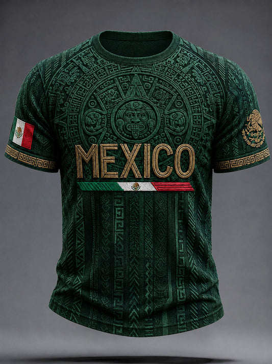 Men's Mexico Football Lover Art Printed T-Shirt