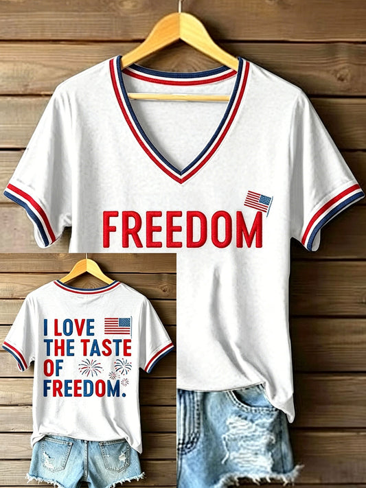 Women's I Love The Taste Of Freedom V-Neck T-Shirt