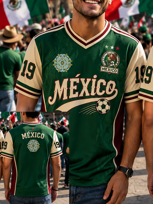 Men's Mexico Pride Art Printed V-neck T-shirt
