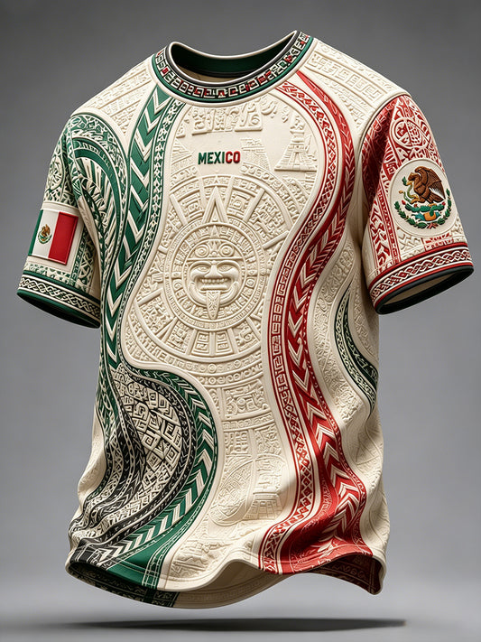 Men's Mexico Football Lover Papel Picado Art Printed T-shirt
