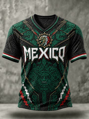 Men's Mexico Football Lover Art  Short Sleeve V-neck T-shirt