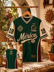 Men's Mexico Pride Art Printed V-neck T-shirt