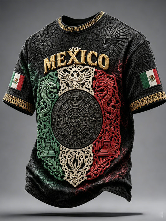 Men's Mexico Football Lover Papel Picado Art Printed T-shirt