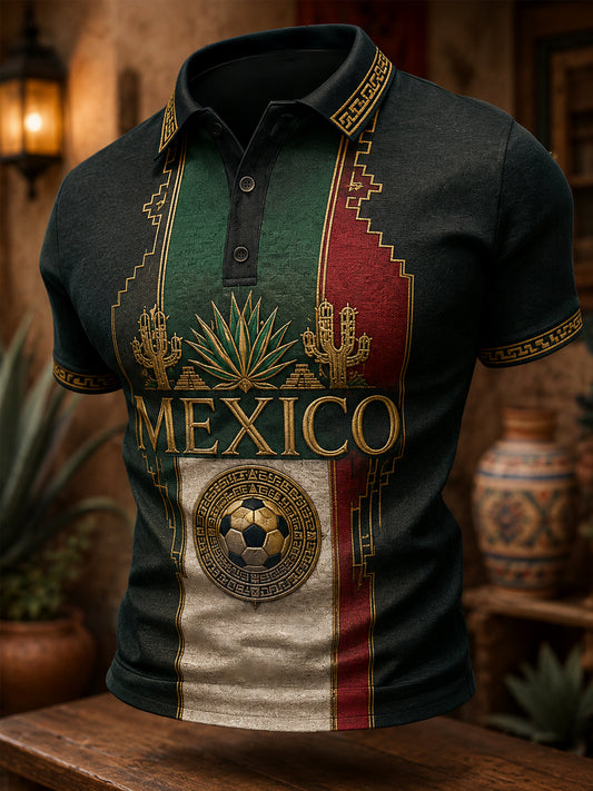 Men's Mexico Print Casual Polo