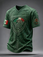 Men's Mexico Football Lover Papel Picado Art Printed V-neck T-shirt