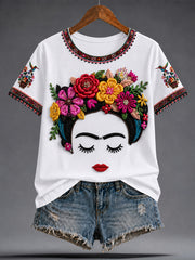 Women's Guelaguetza Mexico Lele Doll Art Printed T-shirt
