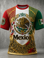 Men's Mexico Football Lover Art O-neck  Short Sleeve T-shirt