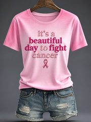 Women's “It's a Beautiful Day to Fight Cancer” Printed T-shirt