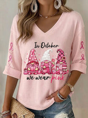 Women's In October We Wear Pink Waffle T-shirt