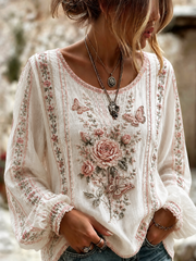 Women's Breast Cancer Cotton-Linen Shirt
