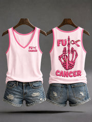 Women's“Fuck Cancer”Pink Ribbon Breast Cancer Awareness Vests