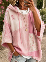 Women's Pink Patchwork Art Hoodie