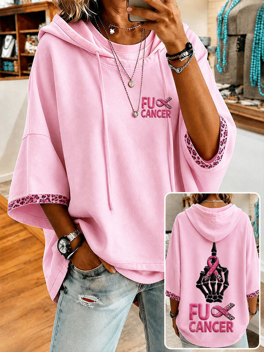 Women's“Fuck Cancer”Pink Ribbon Breast Cancer Awareness Sweatshirt