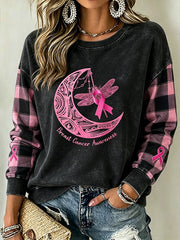 Women's breast cancer theme pattern printed casual sweatshirt