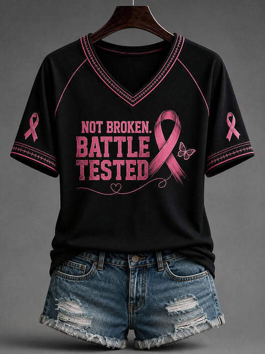 Women's Not Broken Battle Tested V-neck T-shirt
