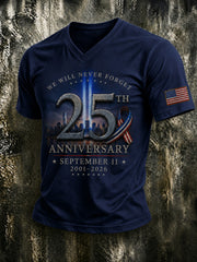 Men's 9.11 Never Forget Printed V-neck T-shirt