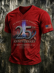 Men's 9.11 Never Forget Printed V-neck T-shirt