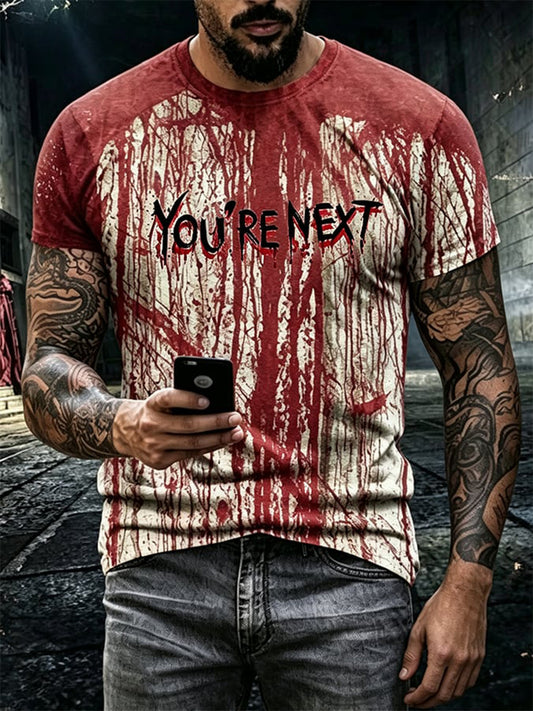 Men's "You're Next" Halloween Bloody Gothic Style Casual T-shirt