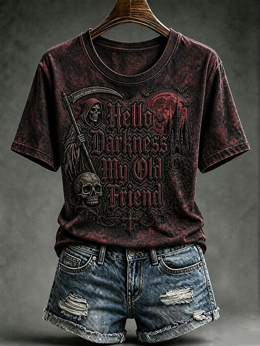 Women's Hello Darkness My Old Friend Print T-shirt