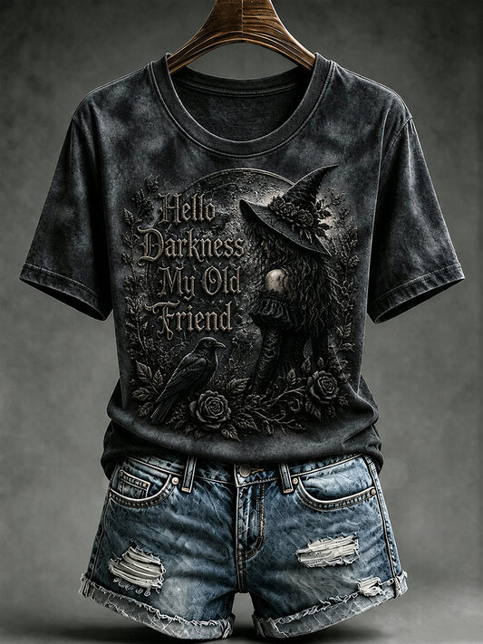 Women's Hello Darkness My Old Friend Print T-shirt