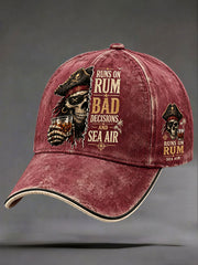 "Runs on Rum, Bad Decisions, and Sea Air" Unisex Vintage Hats