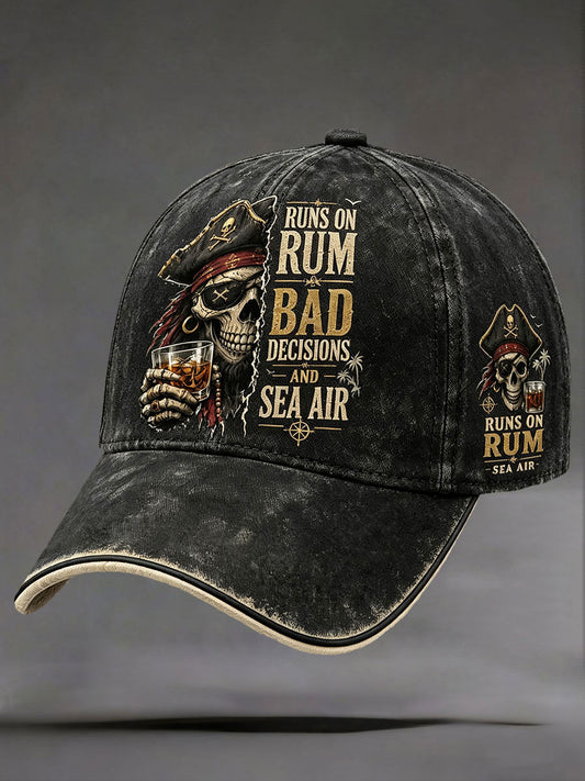 "Runs on Rum, Bad Decisions, and Sea Air" Unisex Vintage Hats